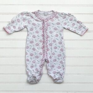 KISSY KISSY EUC/LN 100% Pima Cotton Girls Floral Hedgehog Ruffle Footie Pajamas